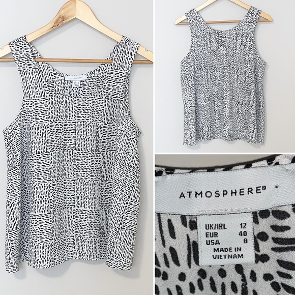 Atmosphere Black/White Printed Womanβs TankTop - 8 - Picture 3 of 5